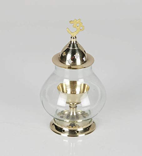 Nexbox Brass Akhand Diya with Borosilicate Glass