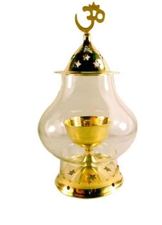 Nexbox Brass Akhand Diya with Borosilicate Glass