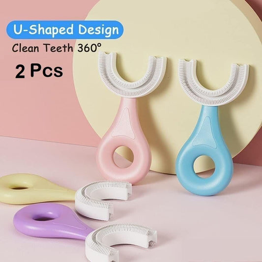 Brush- U Shaped Toothbrush for Silicone Infant Toothbrush For Mouth-Cleaning ( Pack of 1 +1)