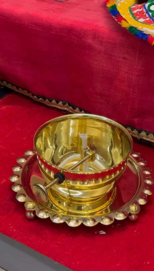 premium Brass Akhand Diya with Borosilicate Glass