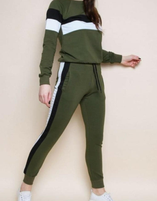 WOMEN'S COTTON RIB COLOR BLOCK TRACK SUIT